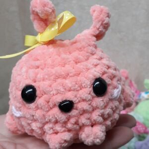 Hand crocheted chenille mini plushie toy Easter spring bunnies